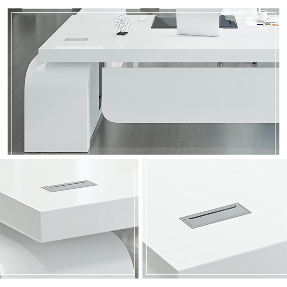 HMR Chicent L-shaped Modern Executive Desk with Ample Storage - White, 70.9"L x 63.0"W x 29.9"H, Right Hand