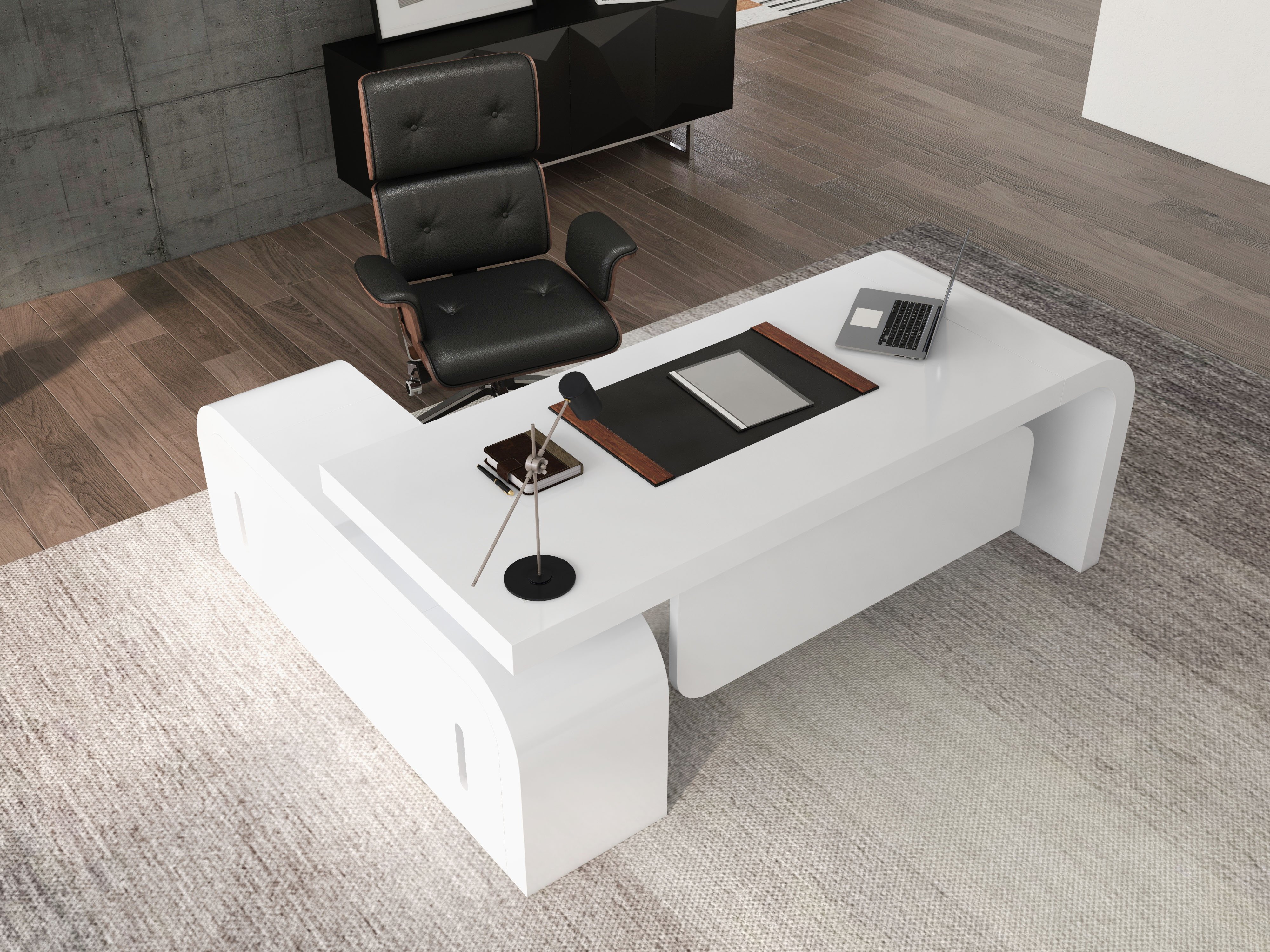 HMR Chicent L-shaped Modern Executive Desk with Ample Storage - White, 70.9"L x 63.0"W x 29.9"H, Right Hand