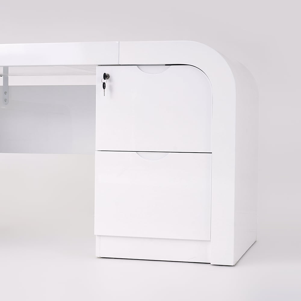 HMR Chicent L-shaped Modern Executive Desk with Ample Storage - White, 63.0"L x 63.0"W x 29.9"H, Left Hand