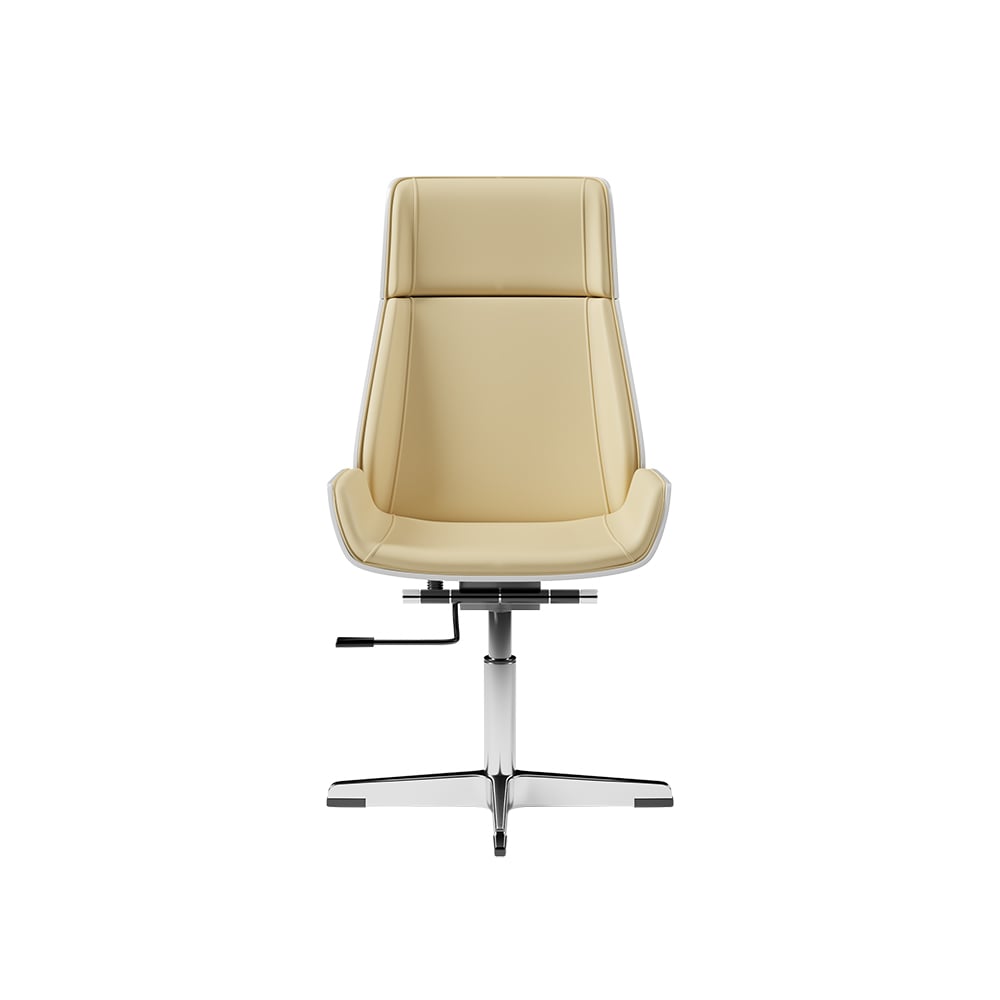 HMR Faux Leather Office Chair Desk Chair with Fixed Base & Adjustable Height - Beige