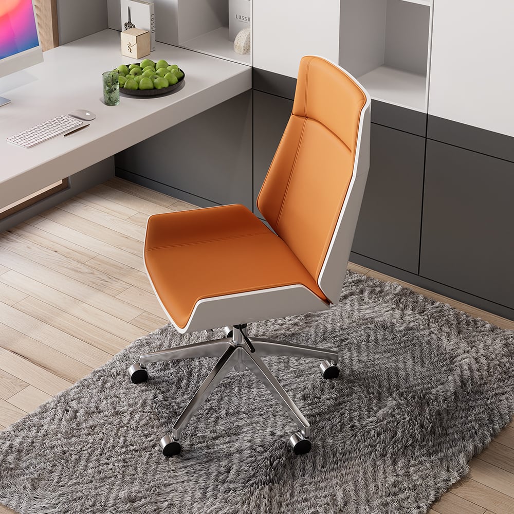 HMR Faux Leather Office Chair Desk Chair with Wheels & Adjustable Height - Orange