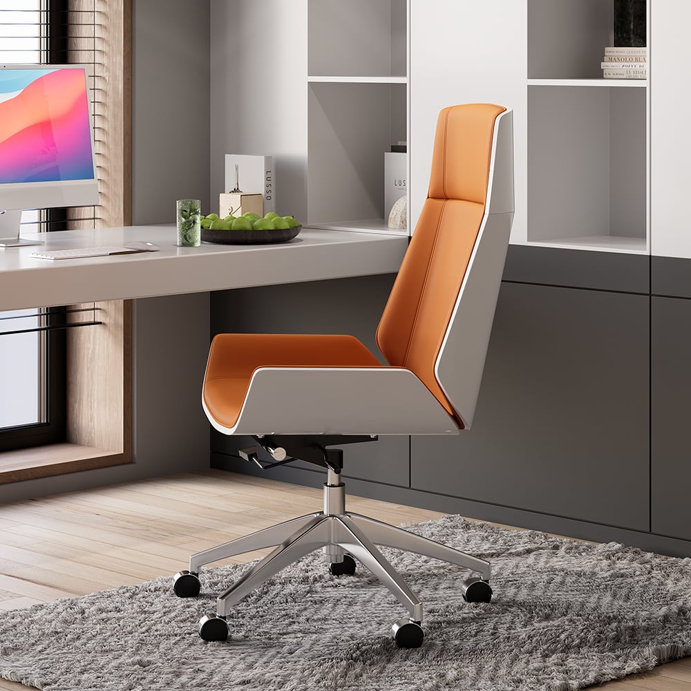 HMR Faux Leather Office Chair Desk Chair with Wheels & Adjustable Height - Orange