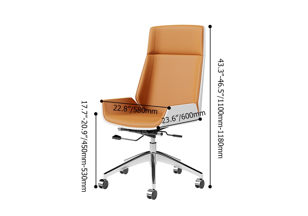 HMR Faux Leather Office Chair Desk Chair with Wheels & Adjustable Height - Orange