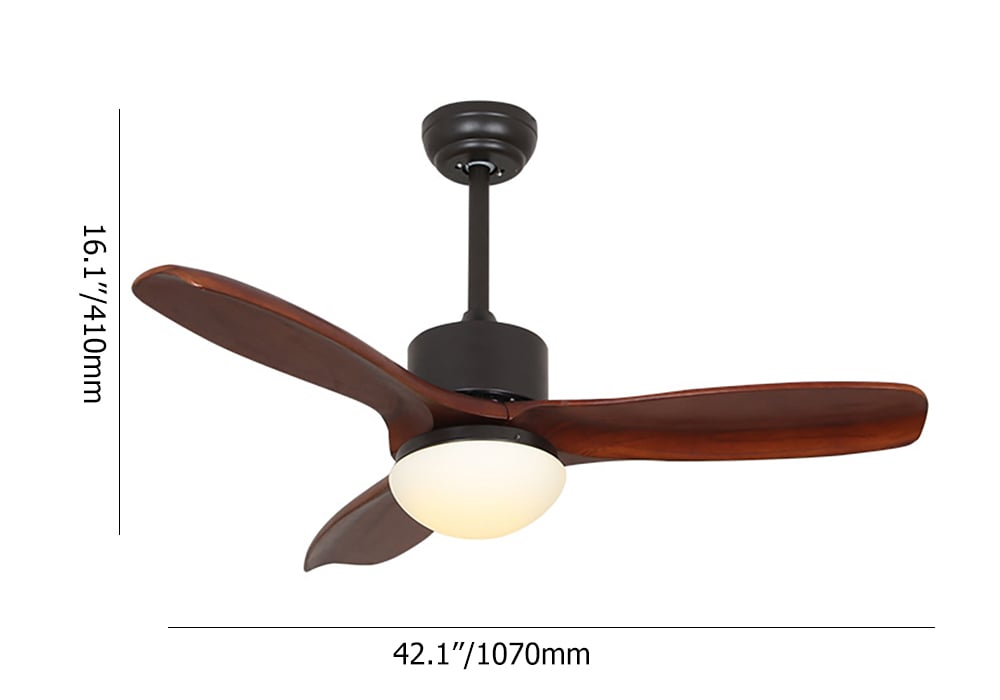 HMR - 42" 3-Blade Ceiling Fan and Light Kit Included Solid Wood Blades & Remote