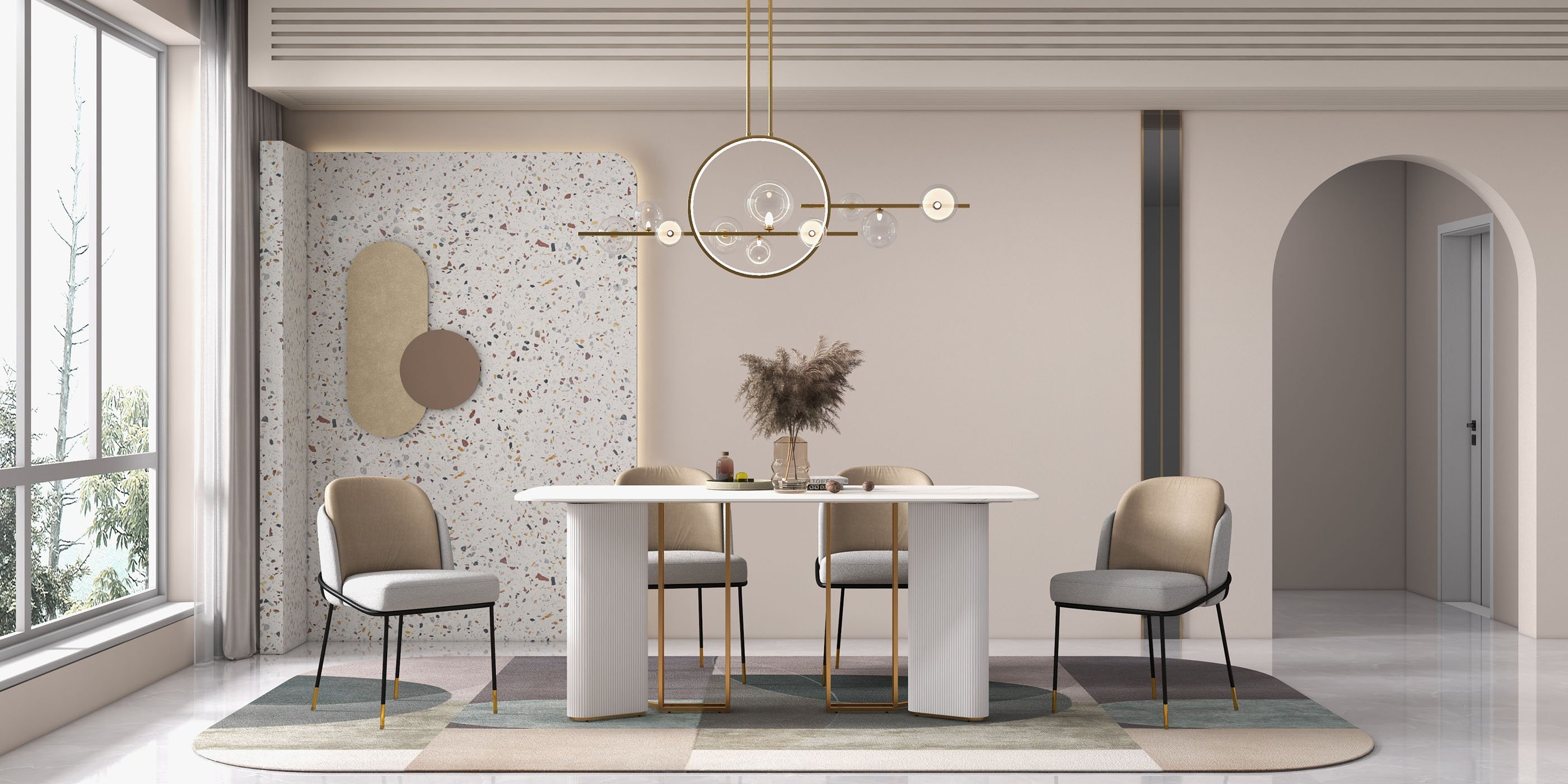 HMR Bubi Modern Linear Kitchen Island Light for Dining Room with Glass Globe Shade - Gold, 10-Light