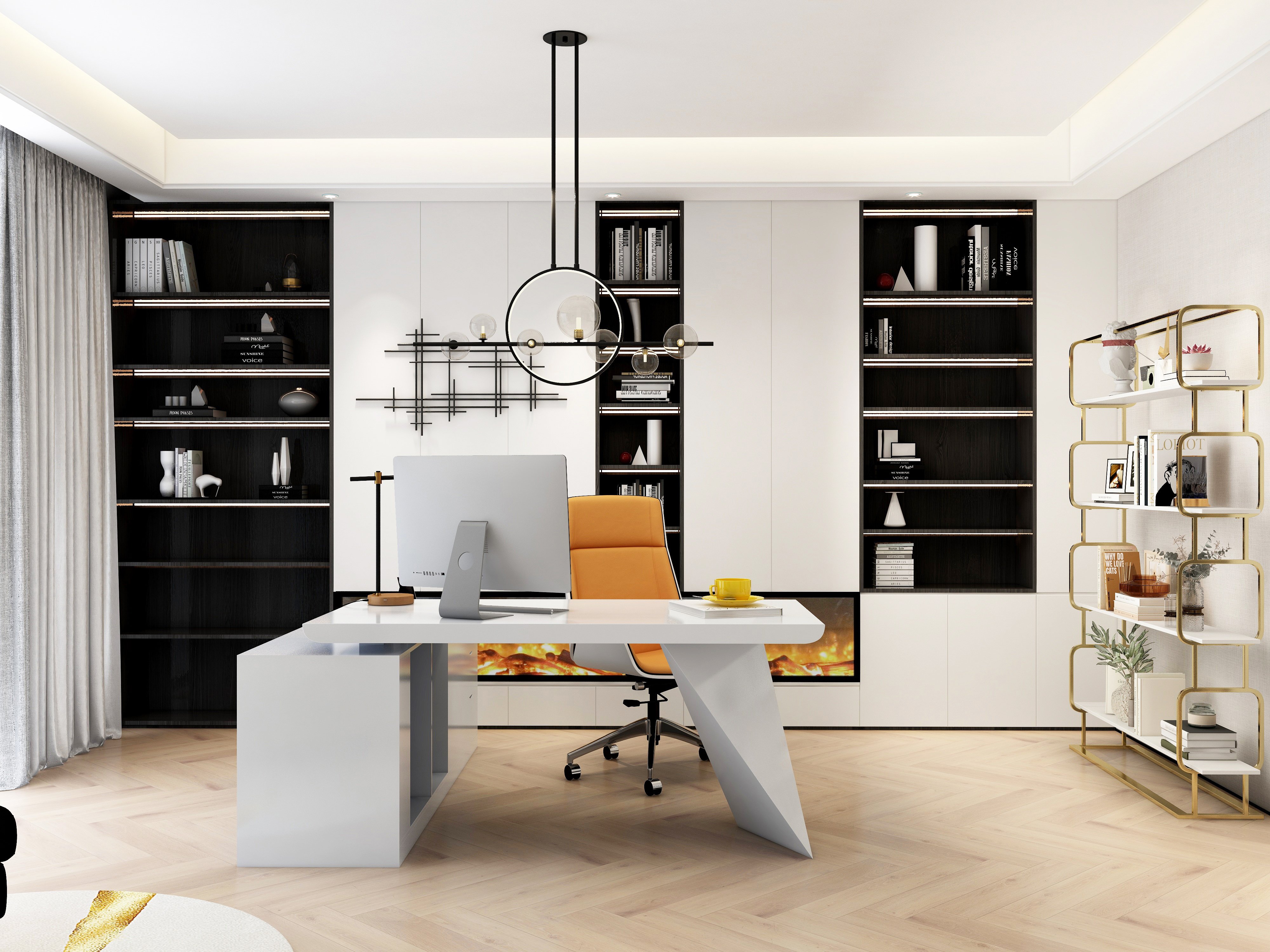 HMR Bubi Modern Linear Kitchen Island Light for Dining Room with Glass Globe Shade - Black, 7-Light