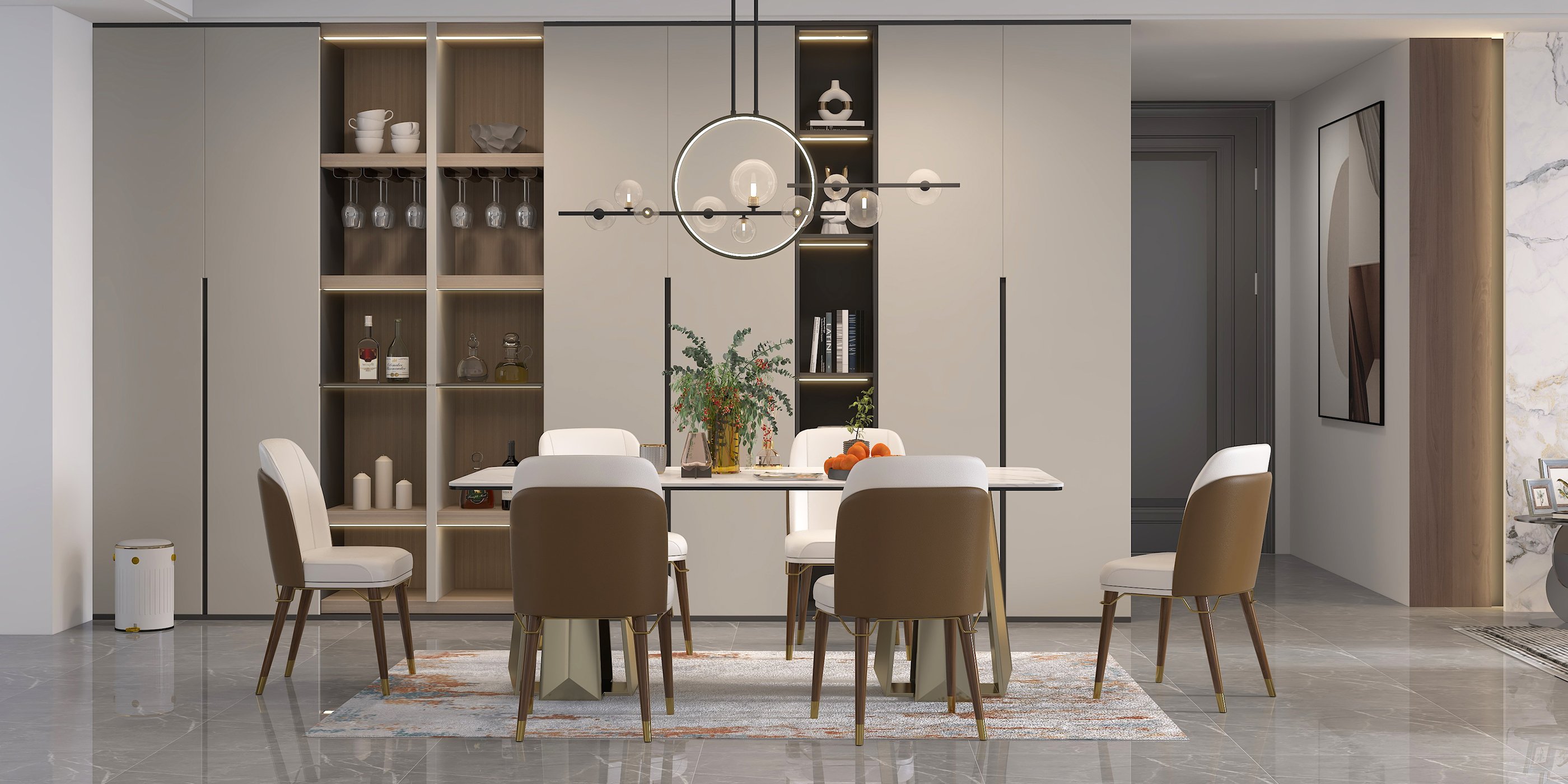 HMR - Bubi Modern Linear Kitchen Island Light for Dining Room with Glass Globe Shade