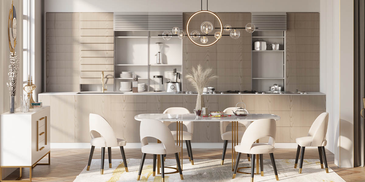 HMR - Bubi Modern Linear Kitchen Island Light for Dining Room with Glass Globe Shade