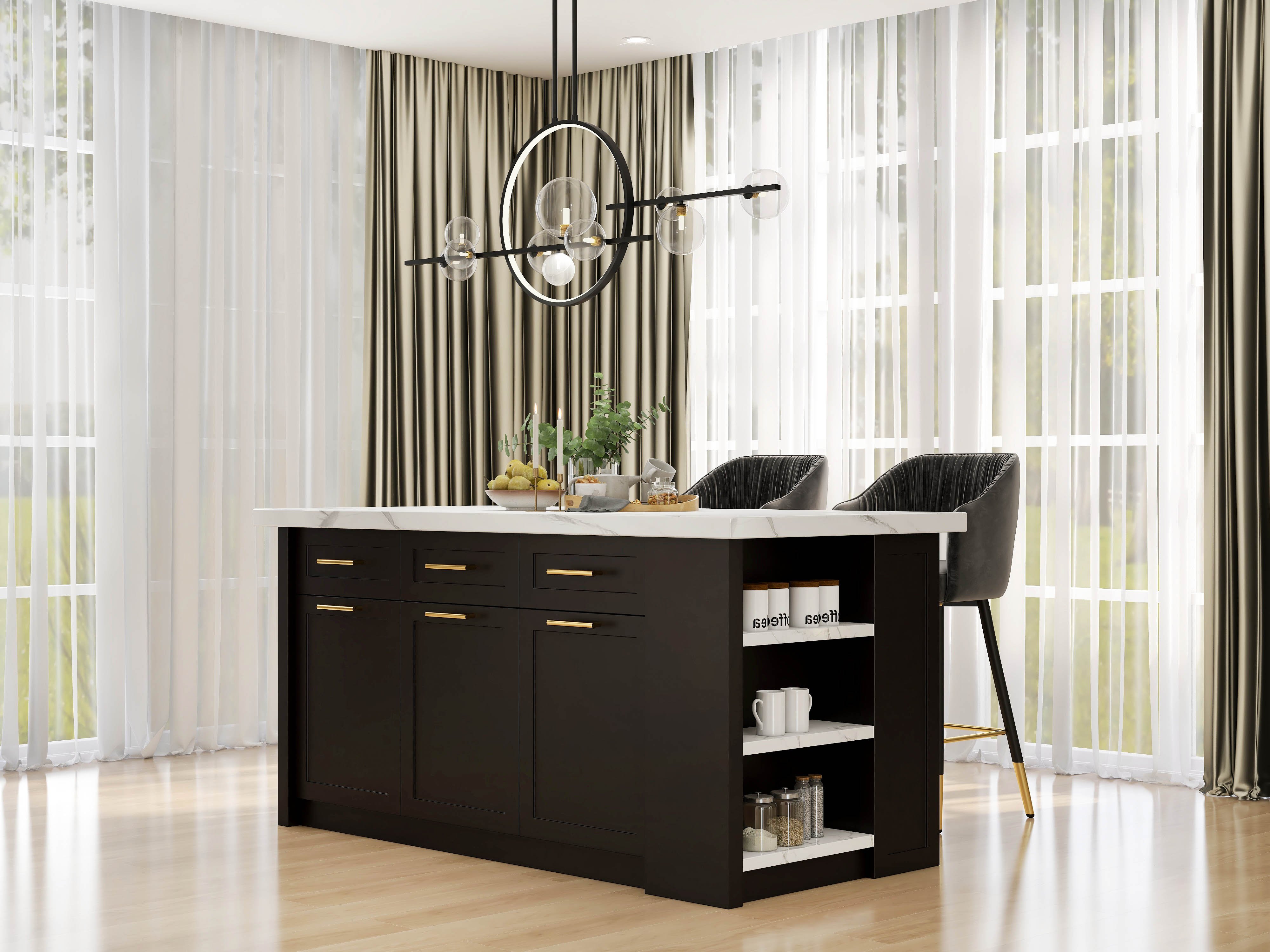 HMR - Bubi Modern Linear Kitchen Island Light for Dining Room with Glass Globe Shade