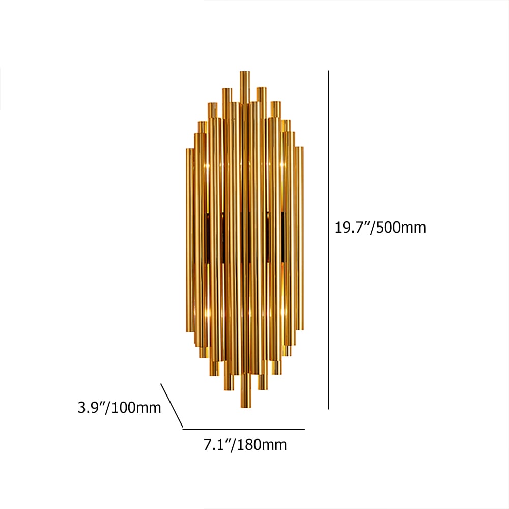 HMR - Glam Fluted Gold Wall Sconce 2-Light Flush Mount Wall Lighting