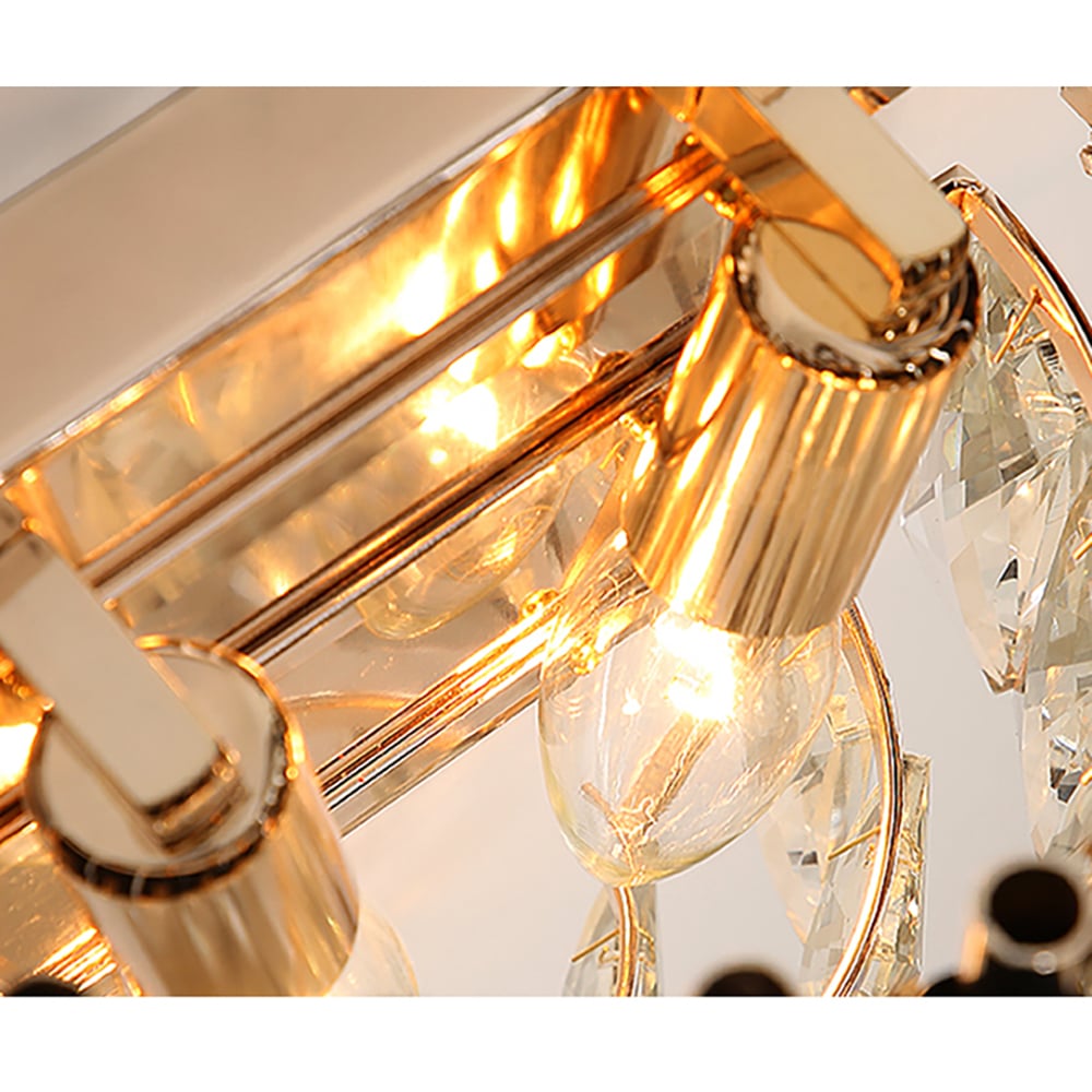 HMR - Postodern Half-Circle Wall Sconce 2- Light Tiered Wall Lighting with Crystal Shade