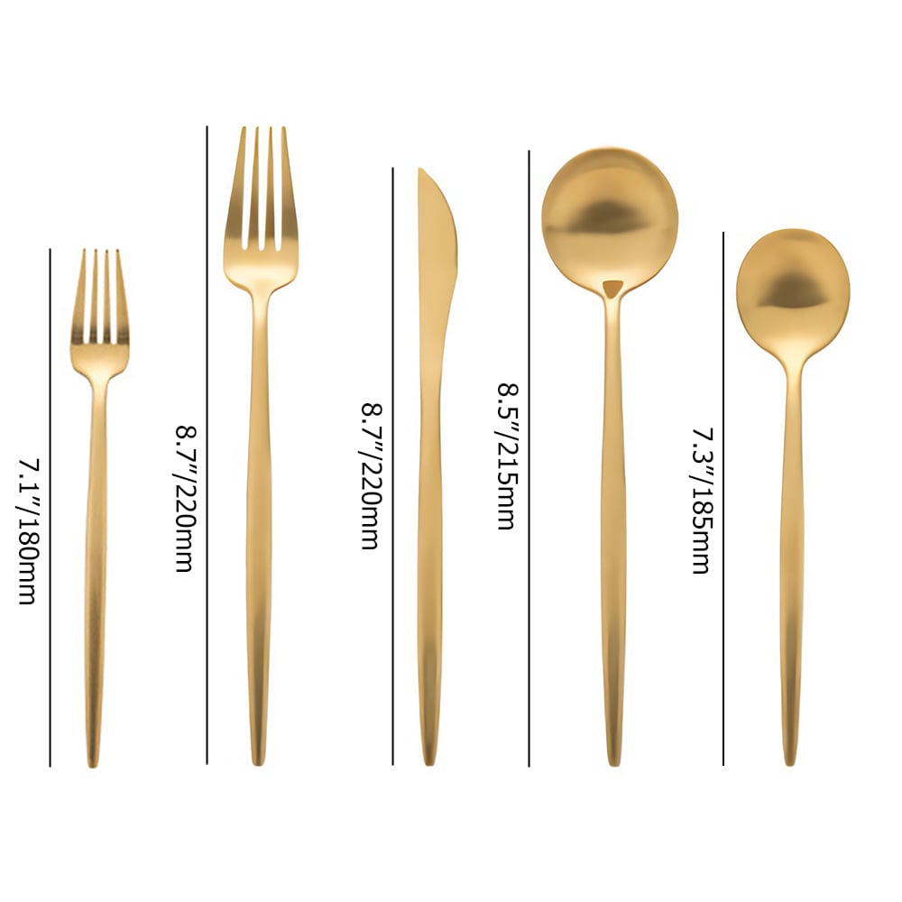 HMR - 60 Pieces Brushed Gold Stainless Steel Flatware Set, Service for 12