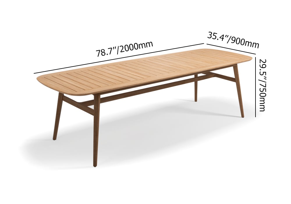 HMR - 7-Pieces Modern Outdoor Dining Set with Wood Table and Chair in Natural