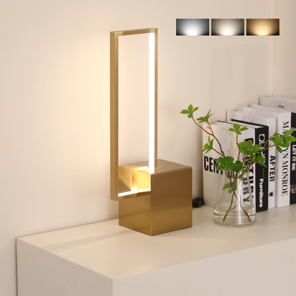 HMR - Modern Geometric Table lamp Gold Desk lamp with Square Base