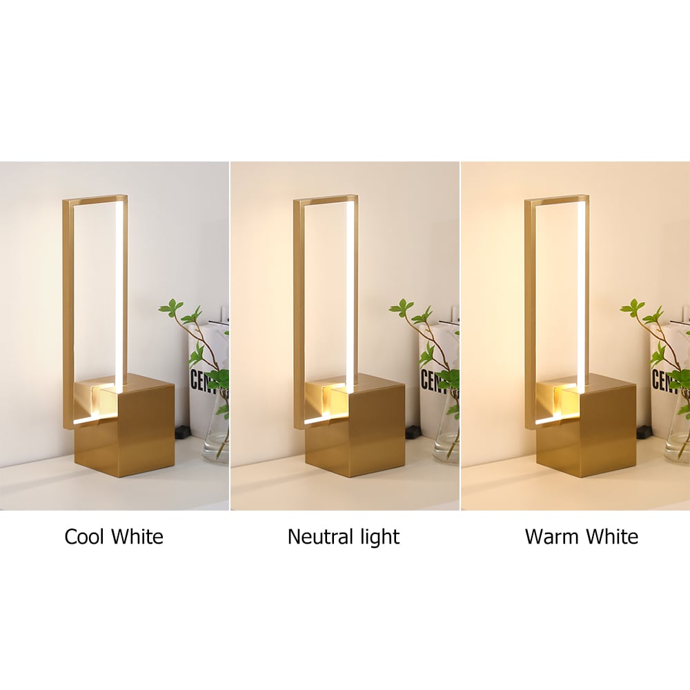 HMR - Modern Geometric Table lamp Gold Desk lamp with Square Base