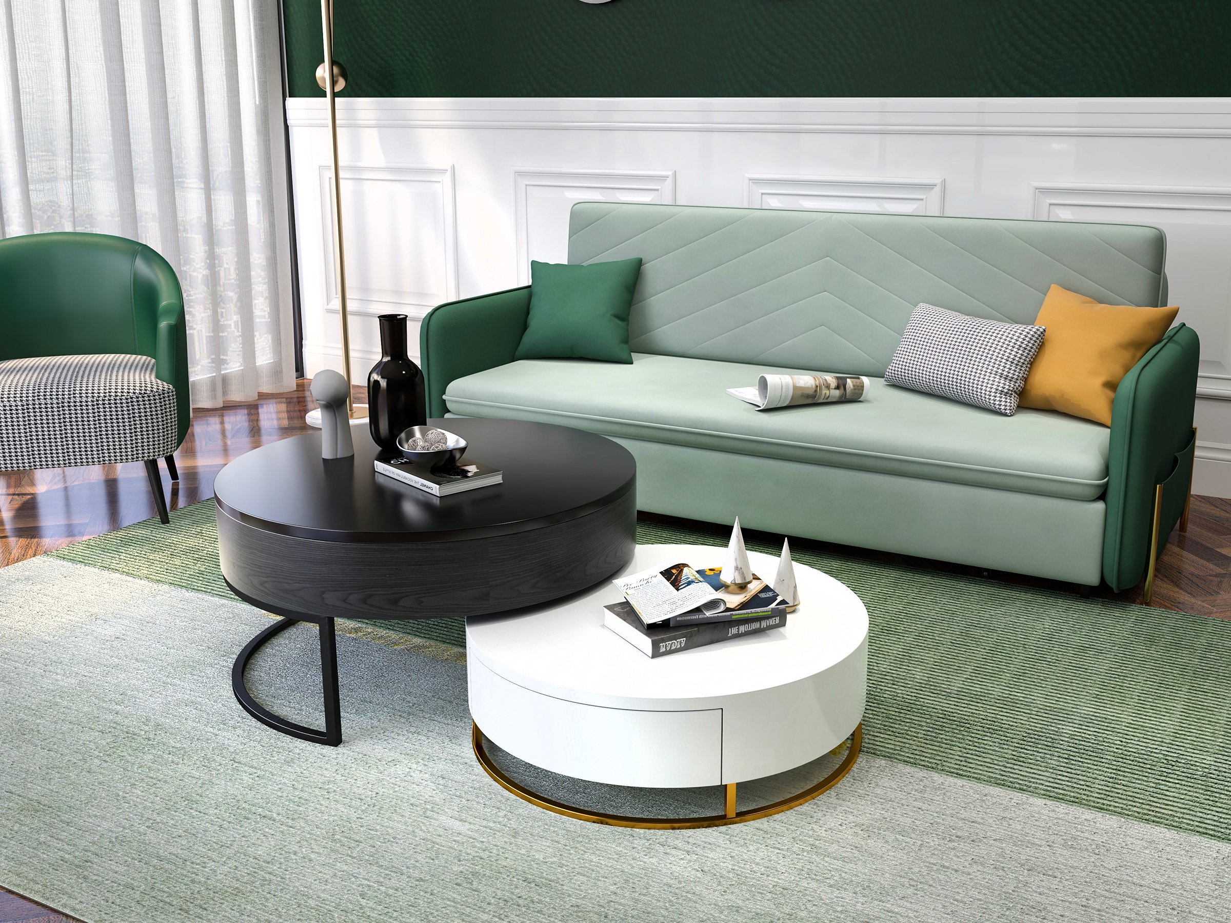 HMR - 6' x 9' Rectangle Living Room Geomatric Contemporary Multipurpose Green Area Rug