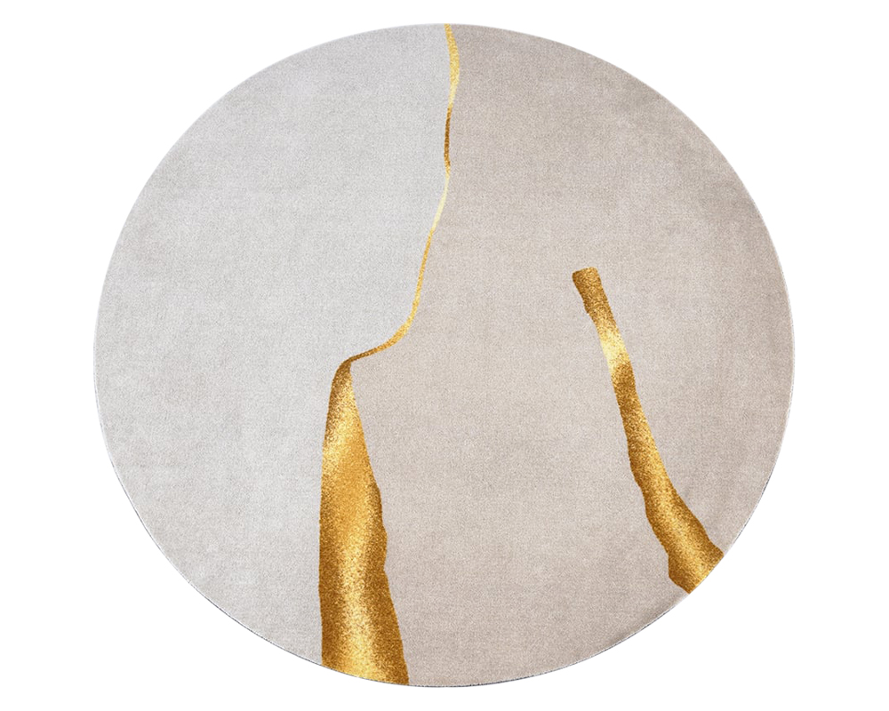 HMR Circular Modern & Creative & Light Luxury Khaki & Yellow Area Rug Nylon Rug - 5' x 5'
