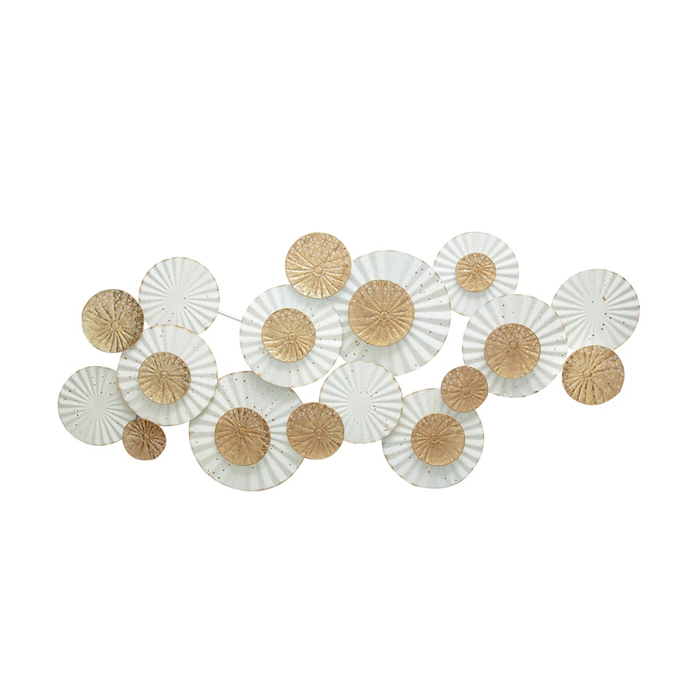 HMR - Modern 3D Round Flowers Metal Wall Decor Distressed Home Hanging Art