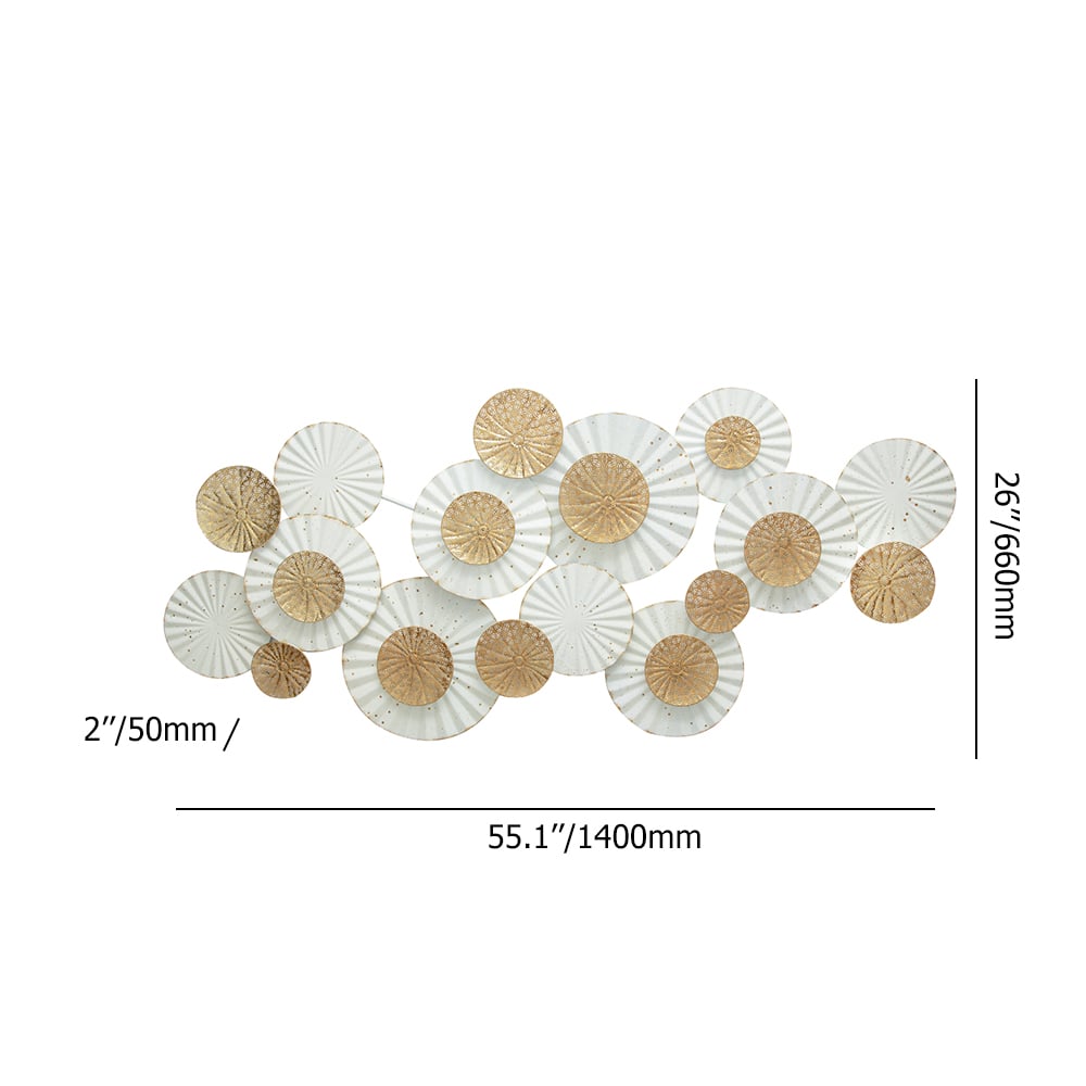 HMR - Modern 3D Round Flowers Metal Wall Decor Distressed Home Hanging Art