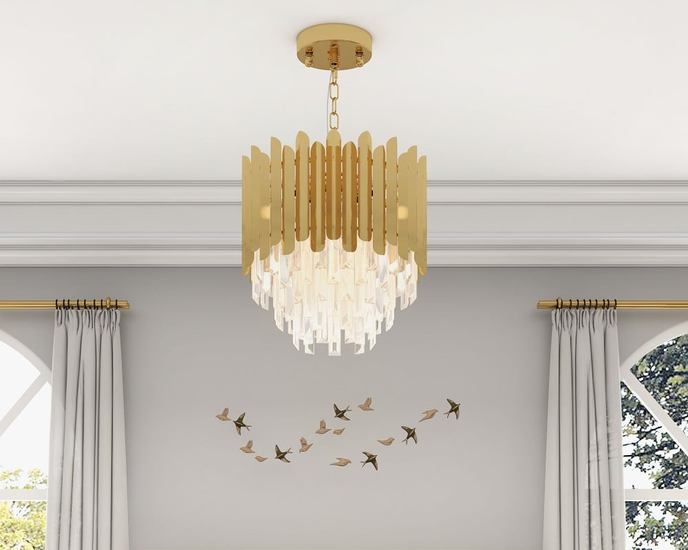 HMR Kitoney Modern Tiered Crystal Chandelier with Adjustable Chain - 3-Light