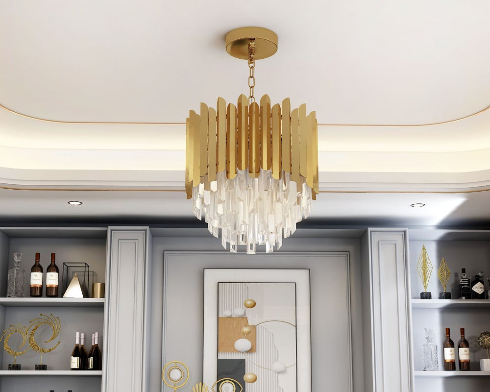 HMR Kitoney Modern Tiered Crystal Chandelier with Adjustable Chain - 3-Light