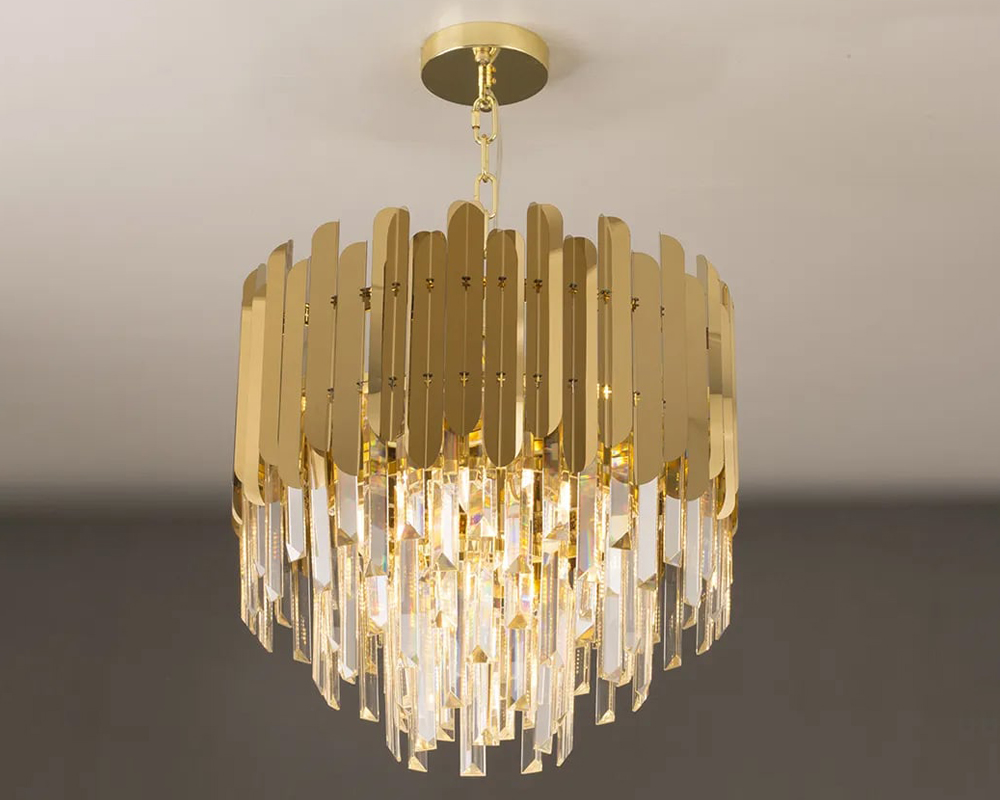 HMR Kitoney Modern Tiered Crystal Chandelier with Adjustable Chain - 3-Light