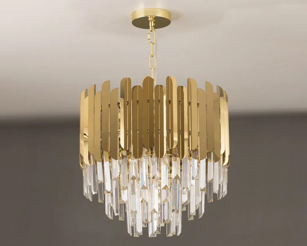 HMR Kitoney Modern Tiered Crystal Chandelier with Adjustable Chain - 3-Light