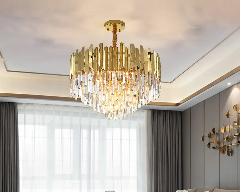 HMR - Kitoney Modern Tiered Crystal Chandelier with Adjustable Chain