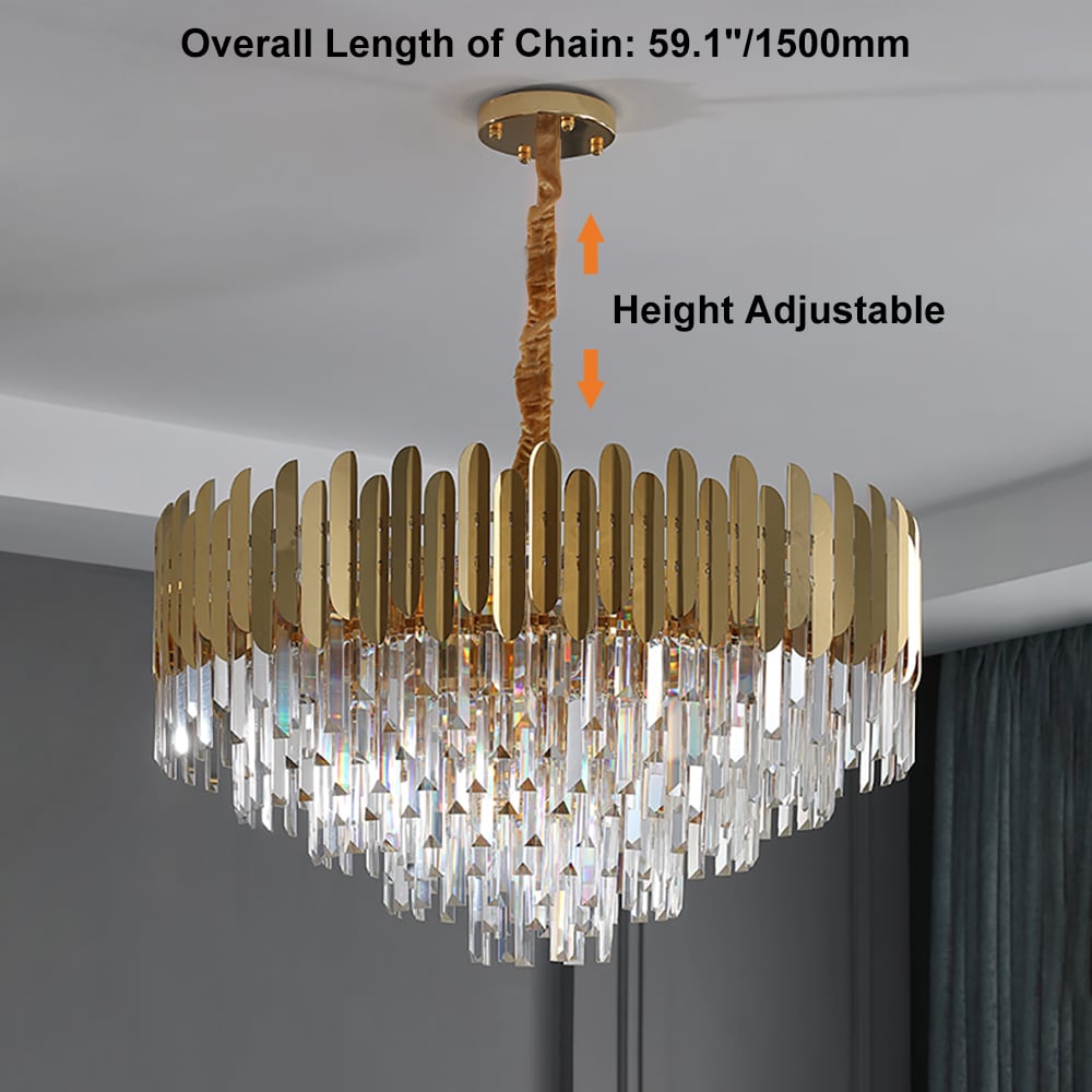 HMR - Kitoney Modern Tiered Crystal Chandelier with Adjustable Chain