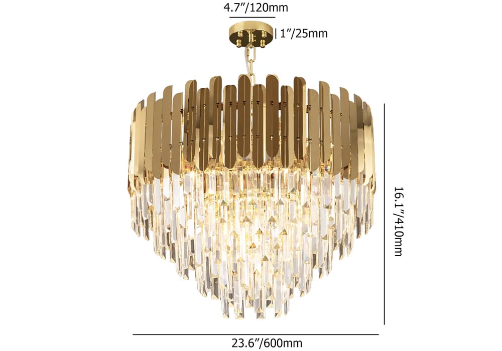 HMR - Kitoney Modern Tiered Crystal Chandelier with Adjustable Chain