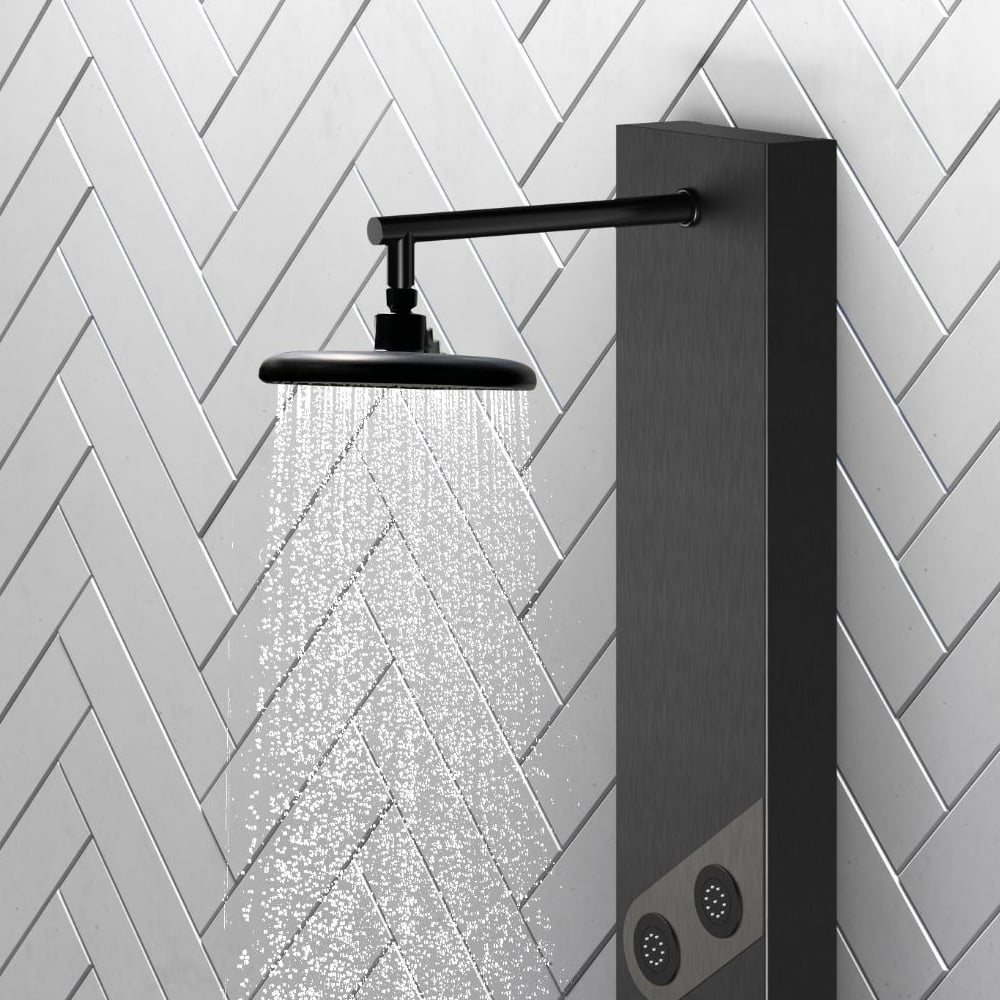 HMR - 55" Black Rainfall Shower Panel with Handheld Shower Adjustable Showerhead & Body Jets