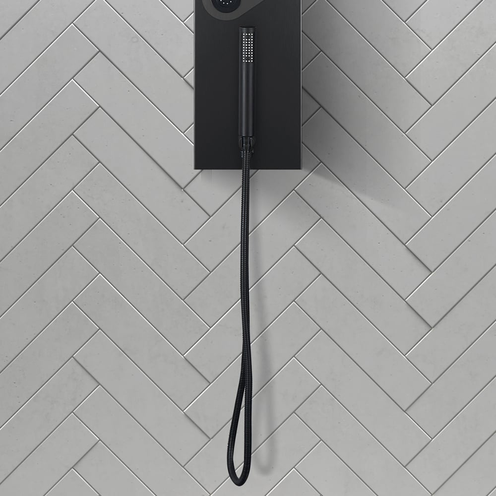 HMR - 55" Black Rainfall Shower Panel with Handheld Shower Adjustable Showerhead & Body Jets