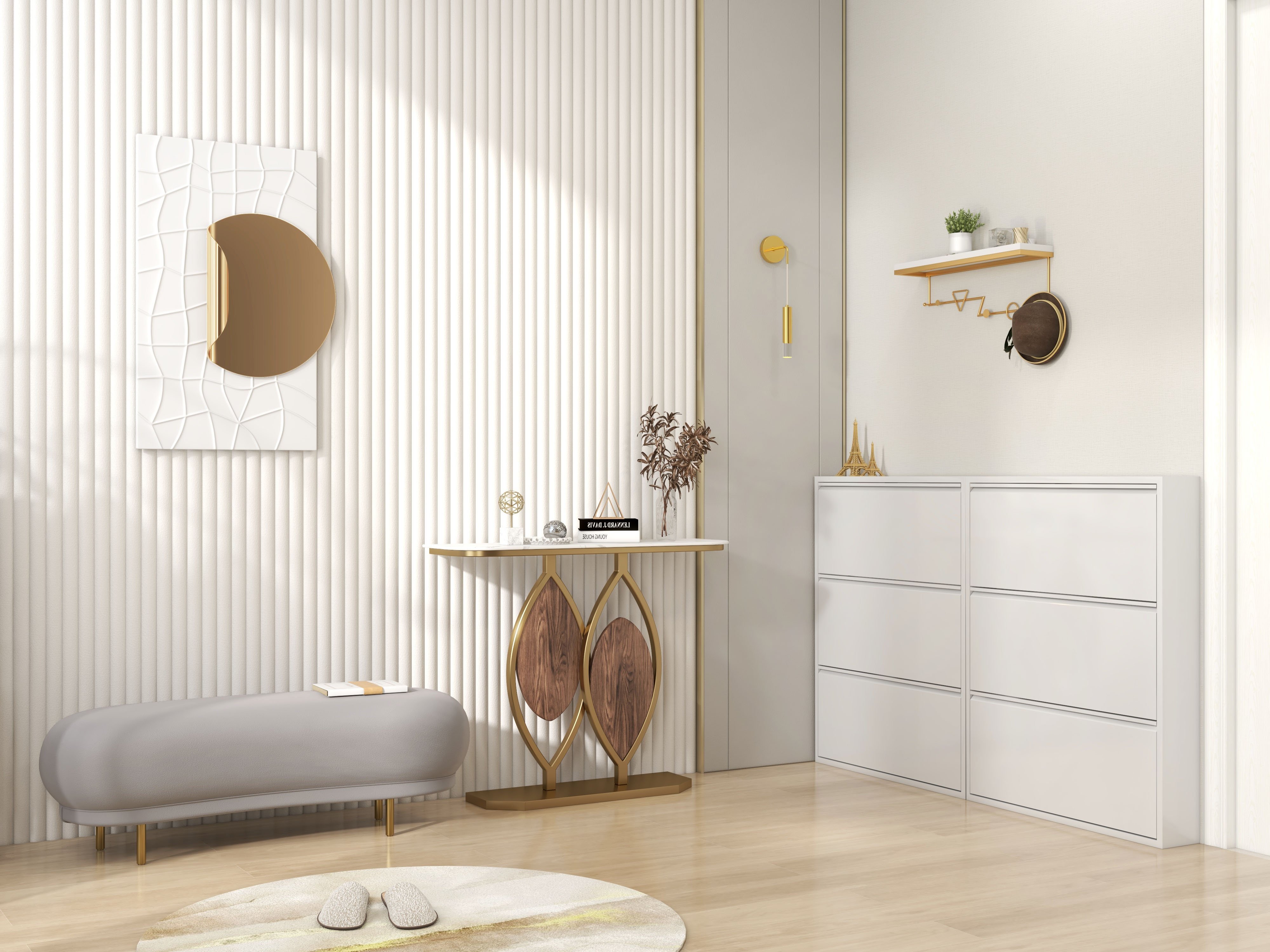 HMR - Modern Armed Wall Sconce 1-Light Brass Wall Light Indoor Wall Lighting