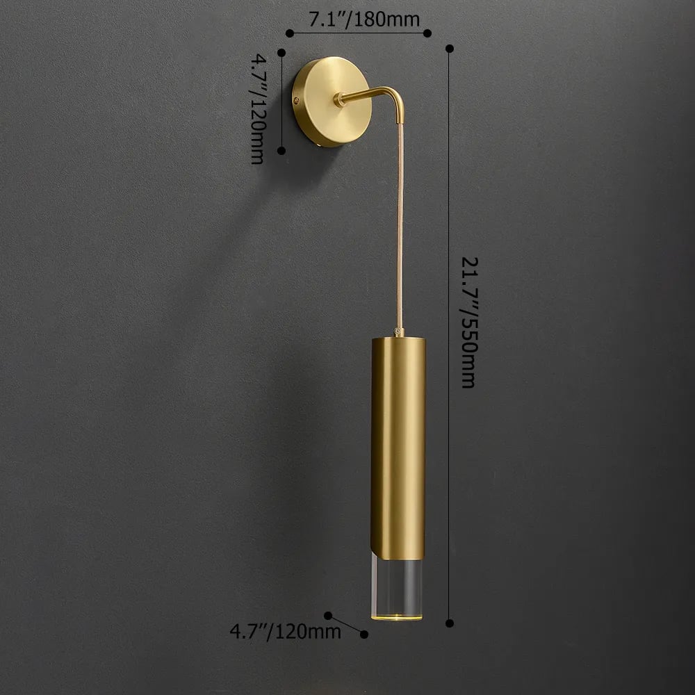HMR - Modern Armed Wall Sconce 1-Light Brass Wall Light Indoor Wall Lighting
