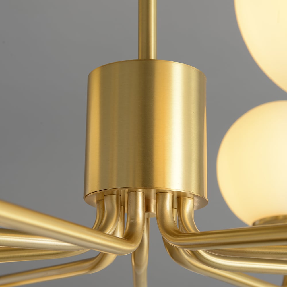HMR - Modern Brass Sputnik Chandelier 9-Light with Glass Shade for Living Room
