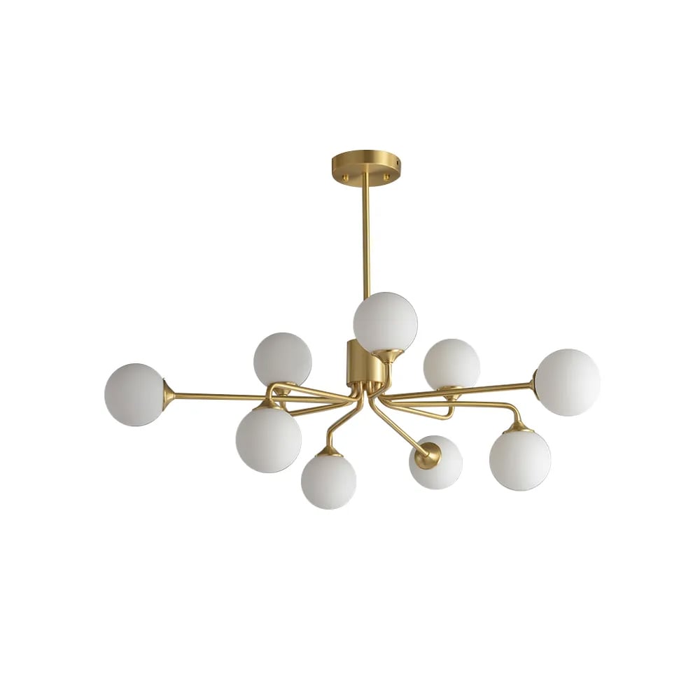 HMR - Modern Brass Sputnik Chandelier 9-Light with Glass Shade for Living Room
