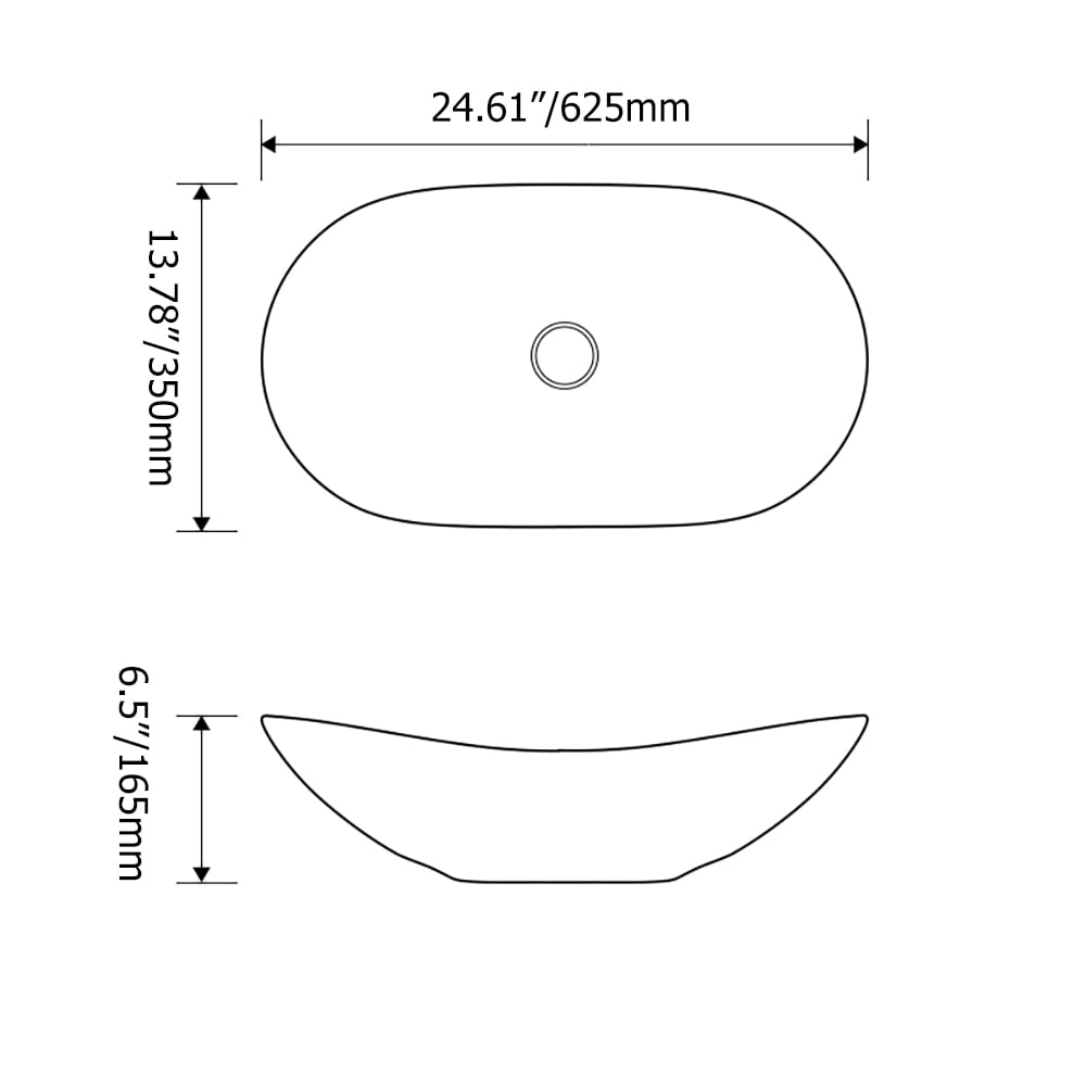 HMR - Gold Ceramic Vessel Bathroom Wash Sink Boat Shaped
