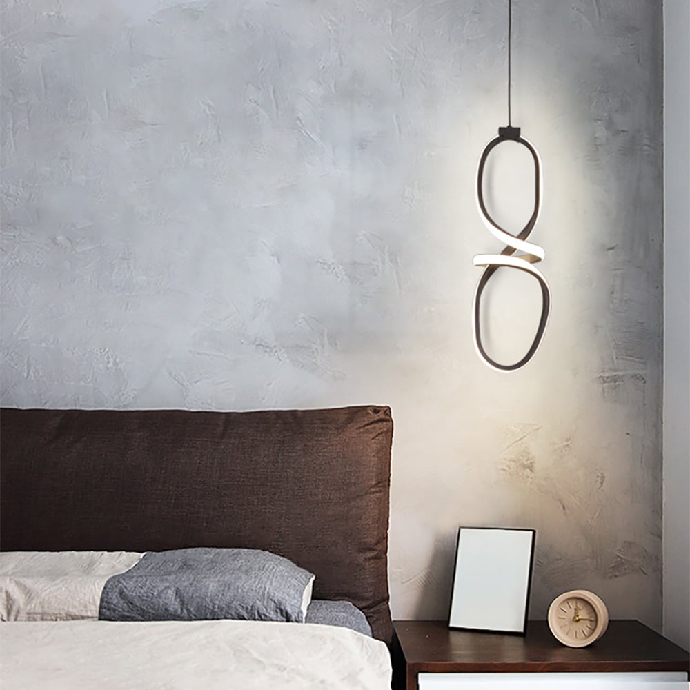 HMR - Minimalist Black Geometric Pendant Light LED Hanging Light Adjustable Height