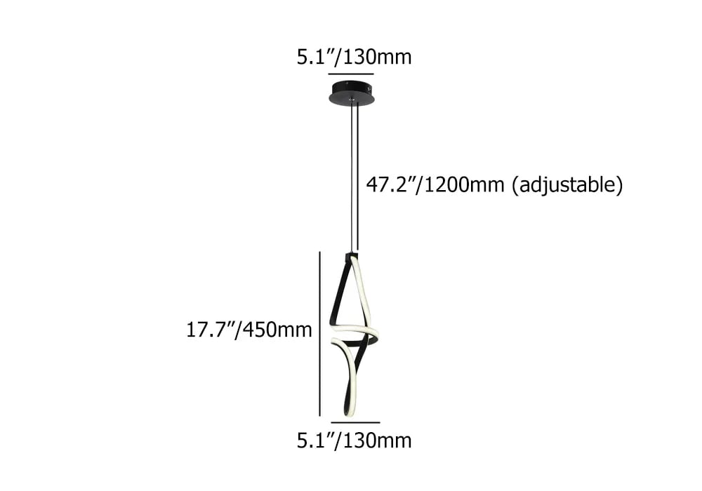 HMR - Minimalist Black Geometric Pendant Light LED Hanging Light Adjustable Height