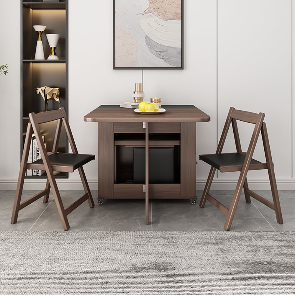 HMR - Dining Set 59.1" Modern Rectangle Folding Wood Dining Table with 4 Chairs