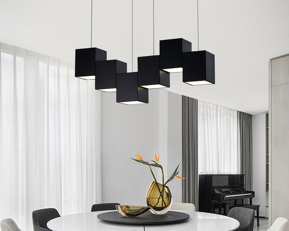 HMR - Modern Linear Kitchen Island Light 6-Light Square Pendant Light