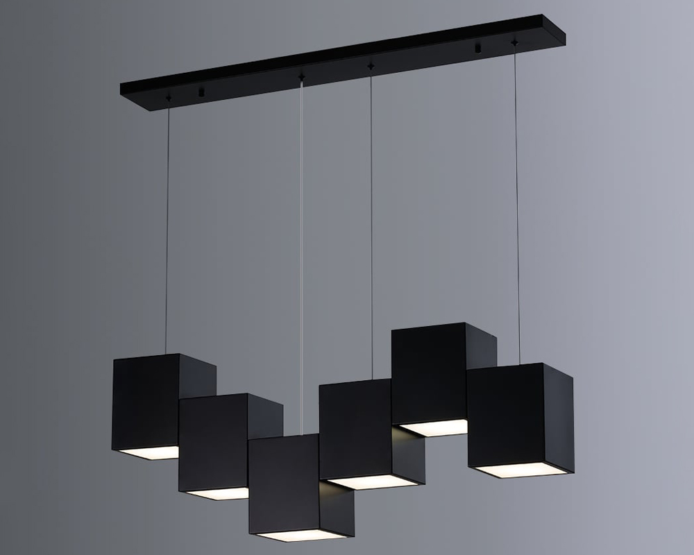 HMR - Modern Linear Kitchen Island Light 6-Light Square Pendant Light