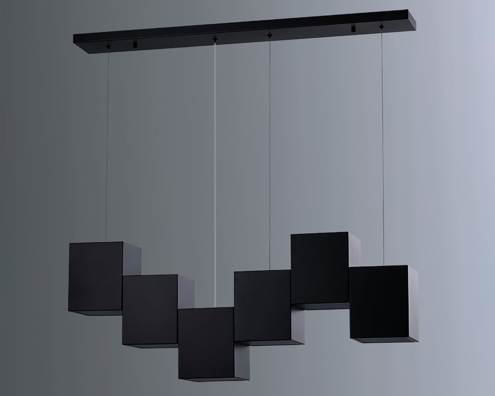 HMR - Modern Linear Kitchen Island Light 6-Light Square Pendant Light