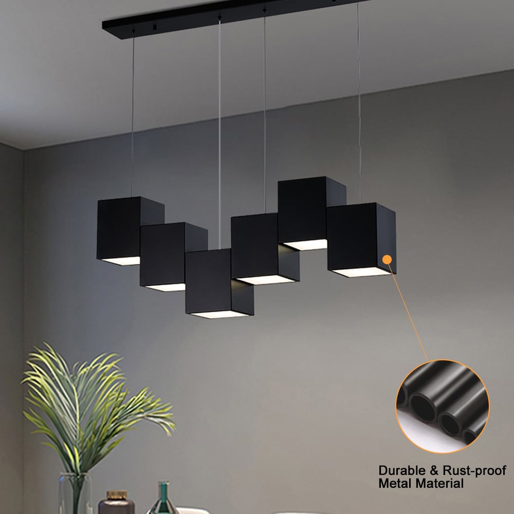HMR - Modern Linear Kitchen Island Light 6-Light Square Pendant Light