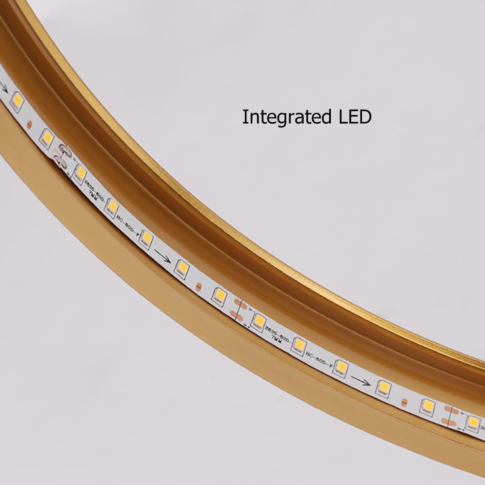 HMR - Modern LED Circle Table Lamp in Gold with White Marble Base
