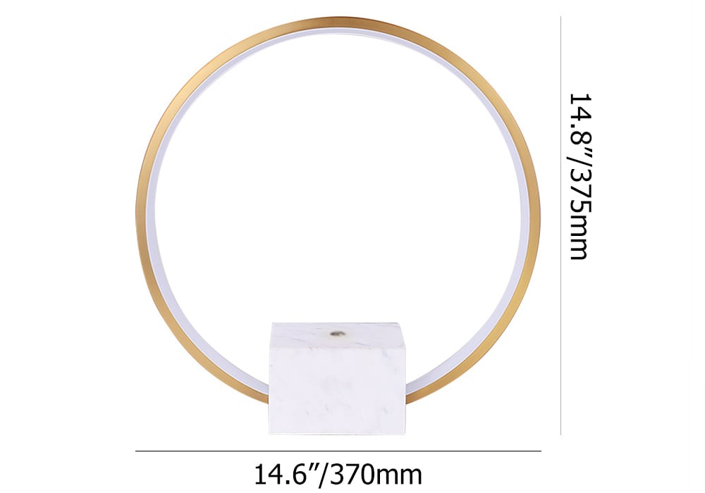 HMR - Modern LED Circle Table Lamp in Gold with White Marble Base