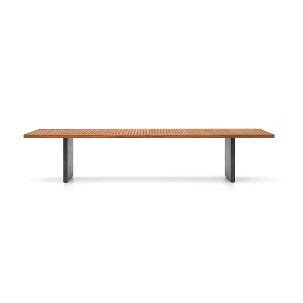 HMR - 94.5" Outdoor Rectangle Hollow Teak Dining Table for 8 Person