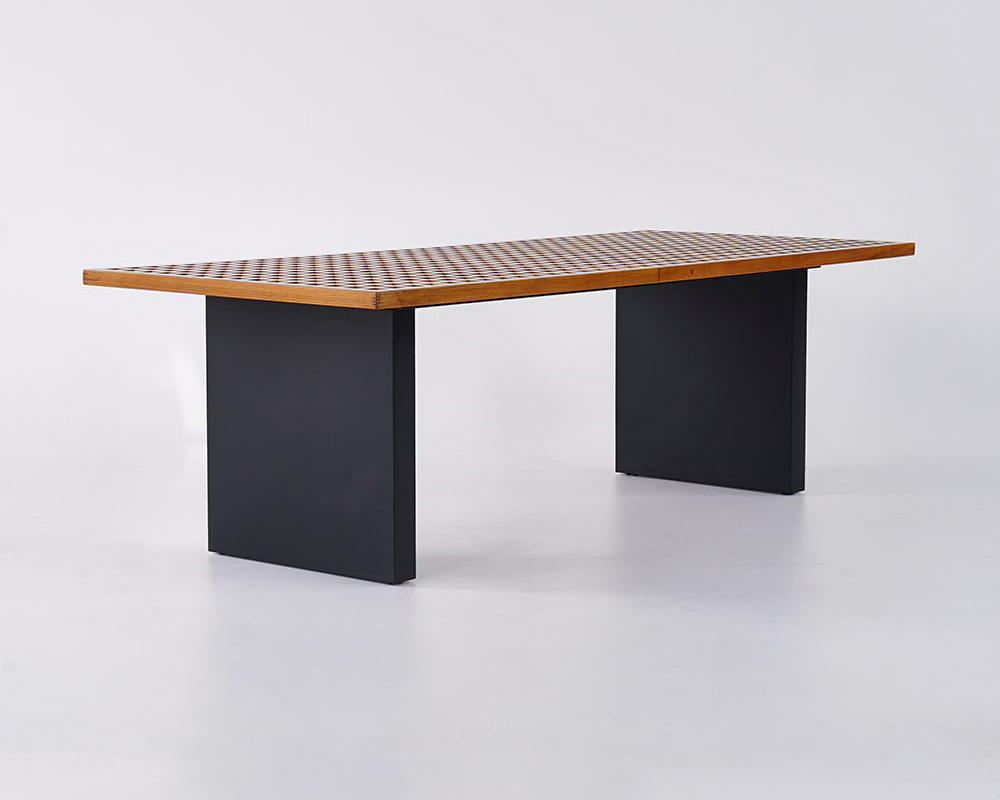 HMR - 94.5" Outdoor Rectangle Hollow Teak Dining Table for 8 Person