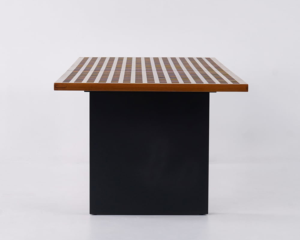 HMR - 94.5" Outdoor Rectangle Hollow Teak Dining Table for 8 Person