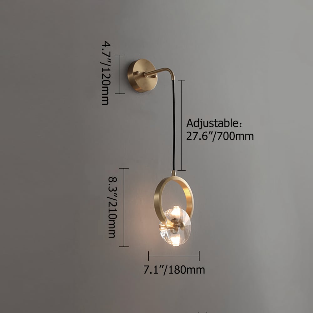 HMR - Unical Modern Decorative LED Crystal Wall Sconce with Adjustable Cable